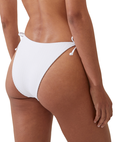 Shop Cotton On Women's Brazilian Textured Tie Side Bikini Bottoms In White Crinkle