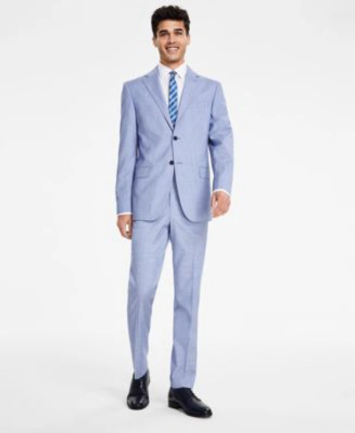 Shop Dkny Mens Modern Fit Bi Stretch Light Blue Check Suit Separates