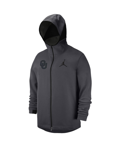 Shop Jordan Men's  Brand Anthracite Oklahoma Sooners Tonal Showtime Full-zip Hoodie