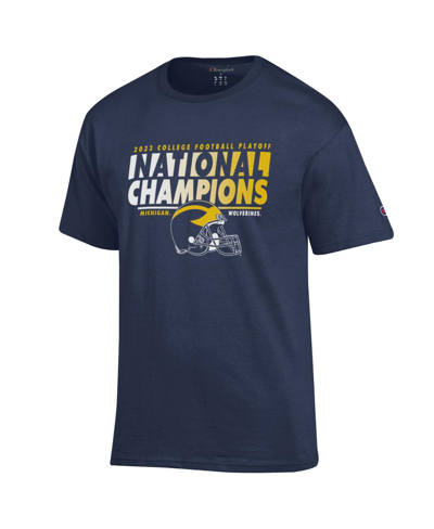 Shop Champion Men's  Navy Michigan Wolverines College Football Playoff 2023 National S Helmet T-sh