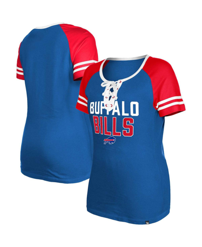 Shop New Era Women's  Royal Buffalo Bills Raglan Lace-up T-shirt