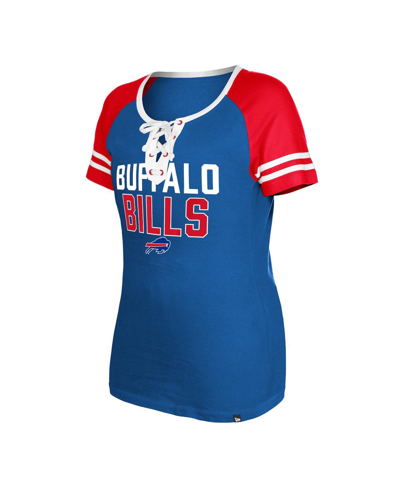 Shop New Era Women's  Royal Buffalo Bills Raglan Lace-up T-shirt