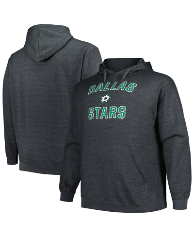 Profile Men's  Heather Charcoal Dallas Stars Big And Tall Arch Over Logo Pullover Hoodie In Heather Charcoal
