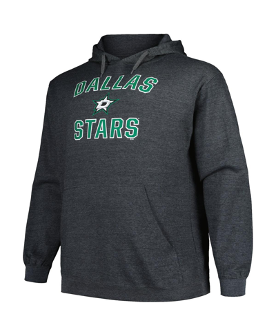 Profile Men's  Heather Charcoal Dallas Stars Big And Tall Arch Over Logo Pullover Hoodie In Heather Charcoal