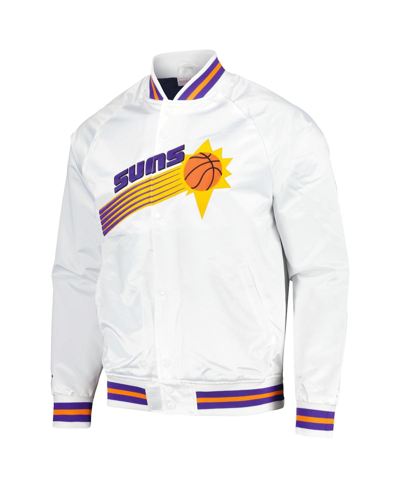 Shop Mitchell & Ness Men's  White Phoenix Suns Hardwood Classics Throwback Wordmark Raglan Full-snap Jacke