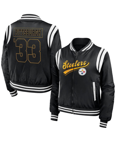 Wear By Erin Andrews Black Pittsburgh Steelers Bomber Full-zip Jacket In Black