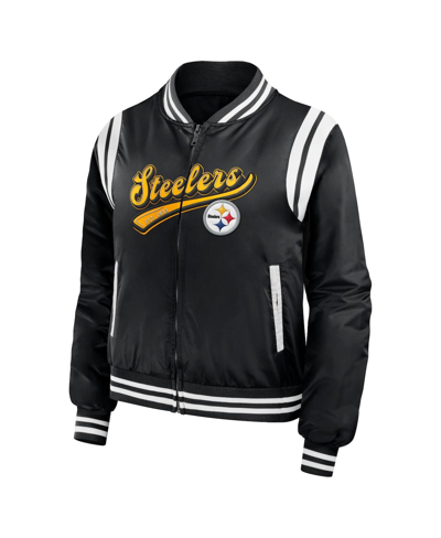 Wear By Erin Andrews Black Pittsburgh Steelers Bomber Full-zip Jacket In Black