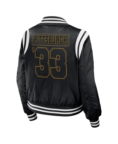 Wear By Erin Andrews Black Pittsburgh Steelers Bomber Full-zip Jacket In Black