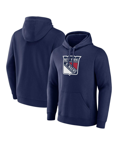 Shop Fanatics Men's  Navy New York Rangers Alternate Graphic Fleece Pullover Hoodie