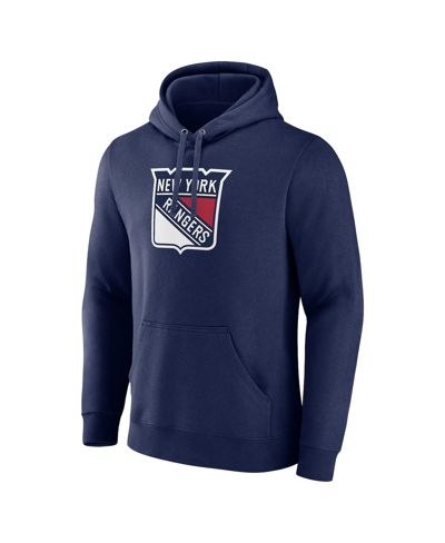 Shop Fanatics Men's  Navy New York Rangers Alternate Graphic Fleece Pullover Hoodie