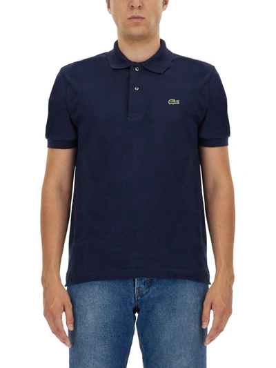Shop Lacoste Polo With Logo In Blue