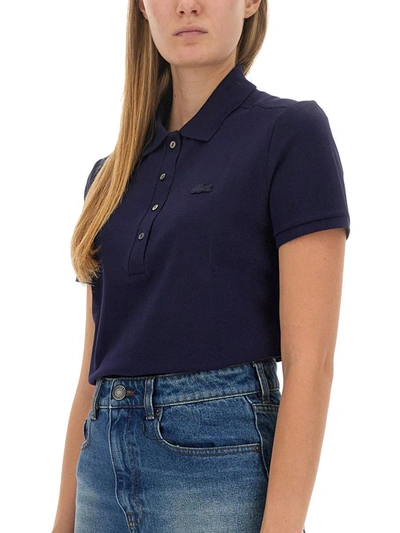 Lacoste Chest Logo-patch Polo Top In Blue