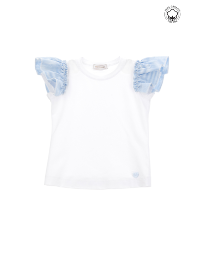 Shop Monnalisa Organic Cotton T-shirt With Flounces In White