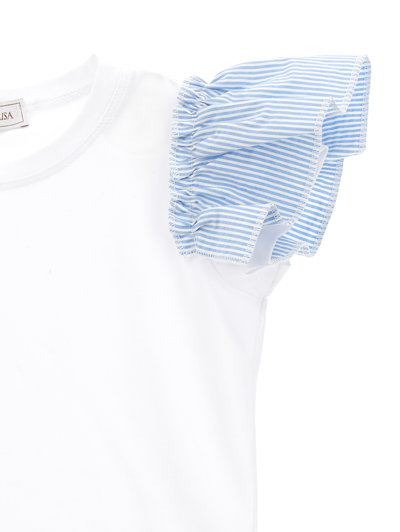 Shop Monnalisa Organic Cotton T-shirt With Flounces In White