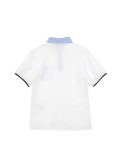 Shop Monnalisa Piqué Polo Shirt With Striped Details In White