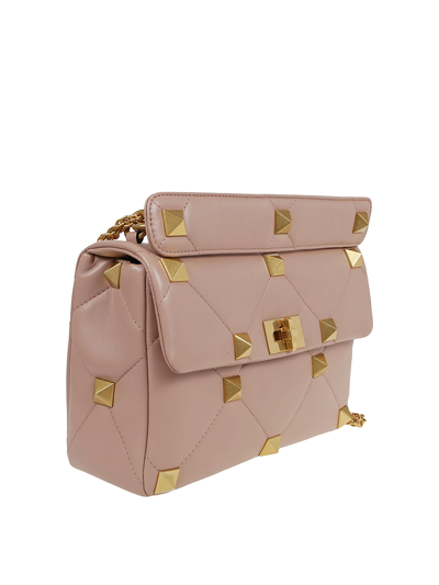 Shop Valentino Roman Stud Large Shoulder Bag In Pink
