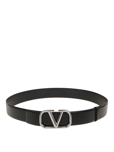 Shop Valentino Logoed Buckle Belt In Black