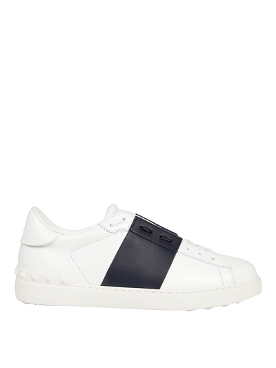 Valentino Garavani Open Leather Sneakers With Contrast Band And Stud Details Shoes In White