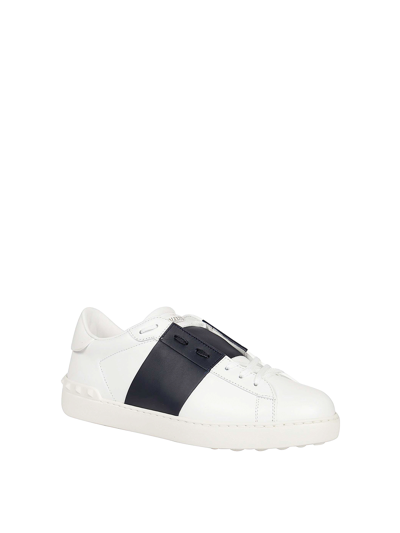 Valentino Garavani Open Leather Sneakers With Contrast Band And Stud Details Shoes In White