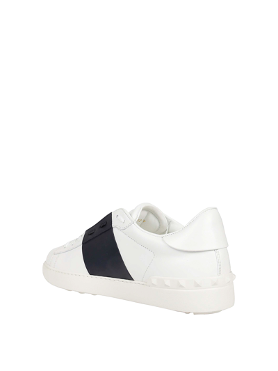 Valentino Garavani Open Leather Sneakers With Contrast Band And Stud Details Shoes In White