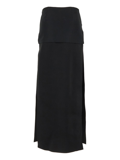 Shop Khaite Wide Skirt In Black