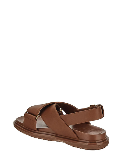 Shop Marni Fussbet Criss Cross Sandals In Brown