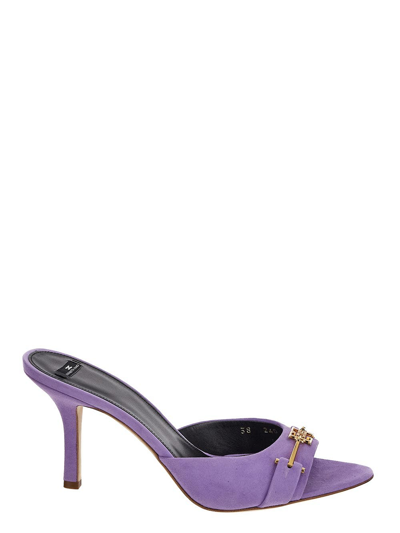 Shop Elisabetta Franchi Logo Mule In Purple