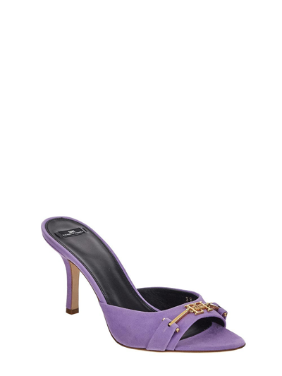 Shop Elisabetta Franchi Logo Mule In Purple