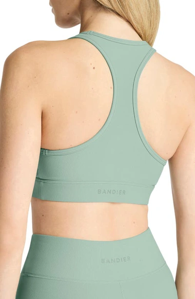 Shop Bandier Center Stage Racerback Sports Bra In Chinois Green