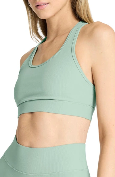 Shop Bandier Center Stage Racerback Sports Bra In Chinois Green