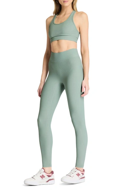 Shop Bandier Center Stage High Waist Rib Leggings In Chinois Green