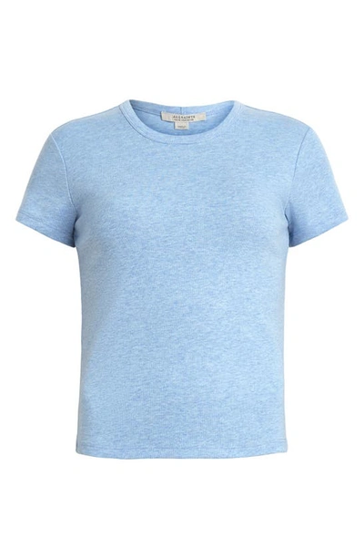 Shop Allsaints Stevie Crop Cotton Rib T-shirt In Blue Marl
