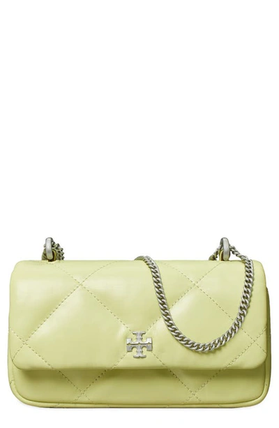 Shop Tory Burch Kira Mini Diamond Quilted Leather Crossbody Bag In Pear
