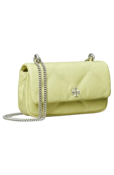 Shop Tory Burch Kira Mini Diamond Quilted Leather Crossbody Bag In Pear