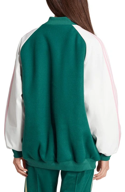 Shop Adidas Originals Vrct Jacket In White/ Collegiate Green