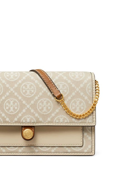 Shop Tory Burch T Monogram Wallet On A Chain In Ivory