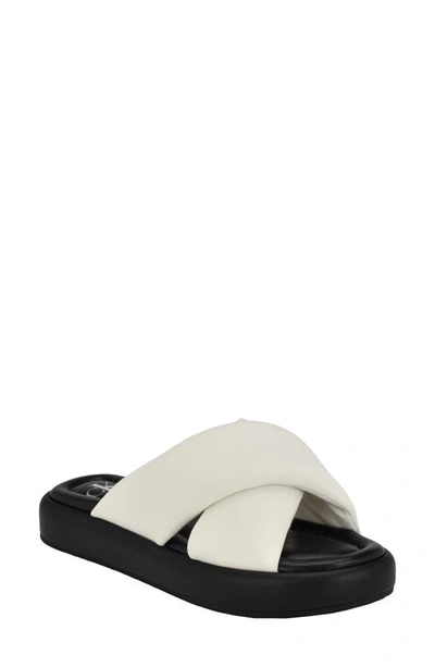 Shop Calvin Klein Evey Slide Sandal In White