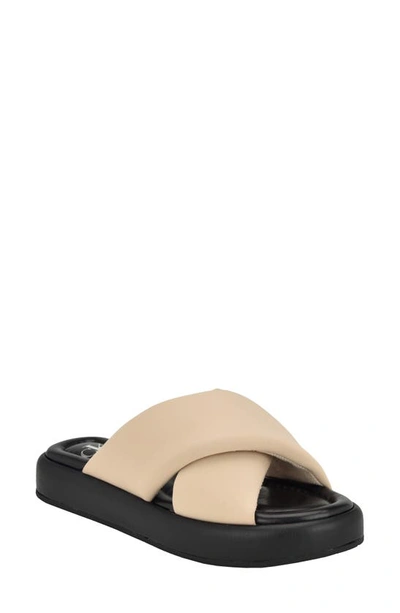 Shop Calvin Klein Evey Slide Sandal In Light Natural