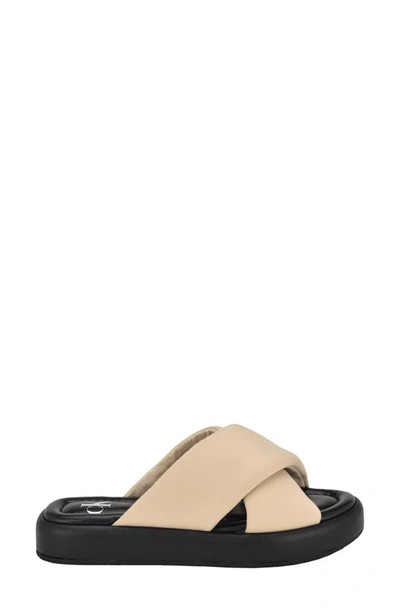 Calvin Klein Evey Slide Sandal In Light Natural