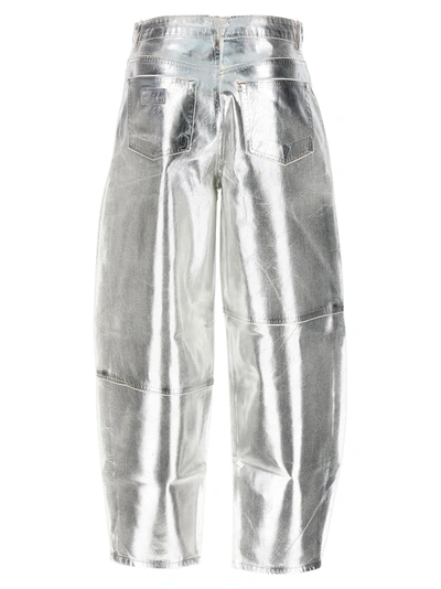 Shop Ganni Foil Jeans Silver