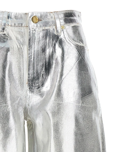 Shop Ganni Foil Jeans Silver