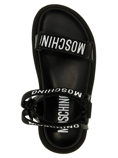 Shop Moschino Logo Sandals Black