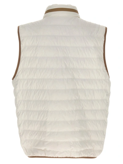 Shop Brunello Cucinelli Padded Vest With Logo Embroidery Gilet White
