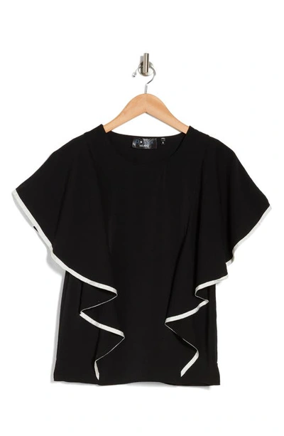 Shop Patrizia Luca Cascade Flutter Sleeve Top In Black