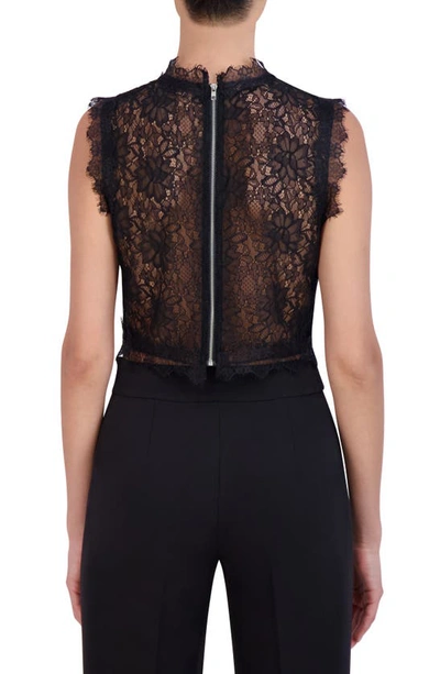 Shop Bcbg New York Sheer Lace Crop Top In Onyx