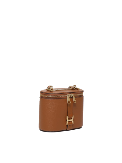 Shop Chloé Marcie Mini Vanity Bag With Chain In Tan
