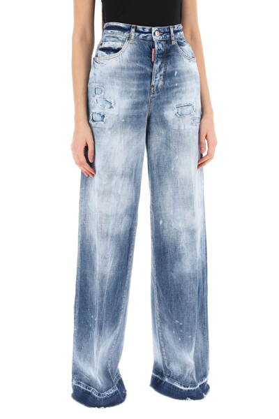Shop Dsquared2 Traveller Jeans In Light Everglades Wash In Navy Blue (light Blue)