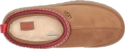 Pre-owned Ugg Tazz Chestnut Women's Platform Suede Slippers 1122553 In Brown