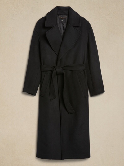 Pre-owned Banana Republic Pura Oversize Wool Cashmere Wrap Coat L Large | Black 754435