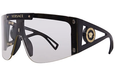 Pre-owned Versace 4393 Gb1/1w Sunglasses Black/clear W/extra 2pc Interchangeable Lenses